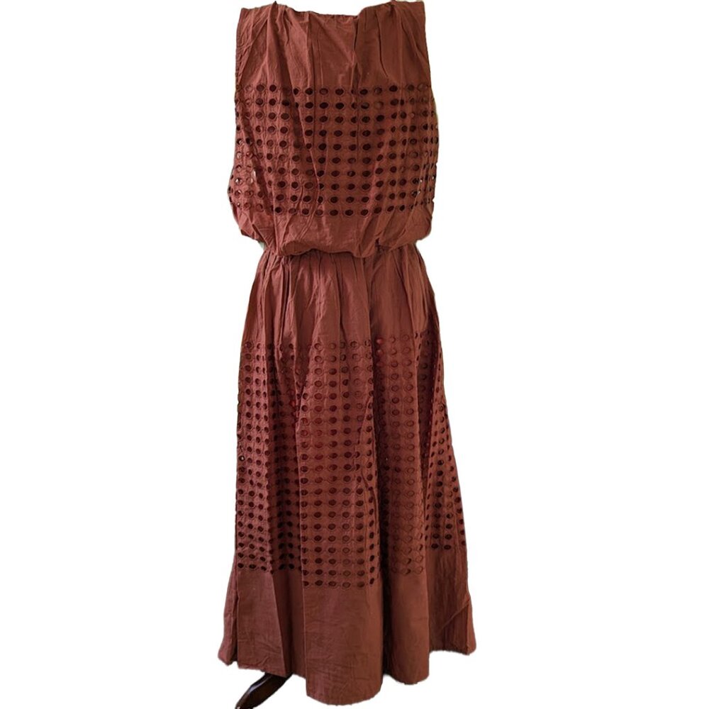 Sleeveless Eyelet Skirt Set in Terracotta - Picture 8 of 14